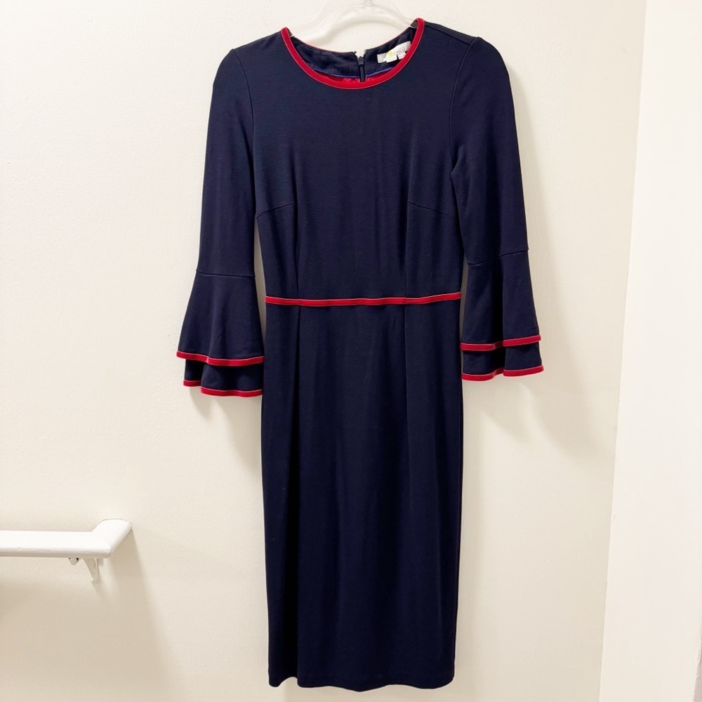 Boden Cora Bell Long Sleeve Velvet Trim Dress - Size 8R